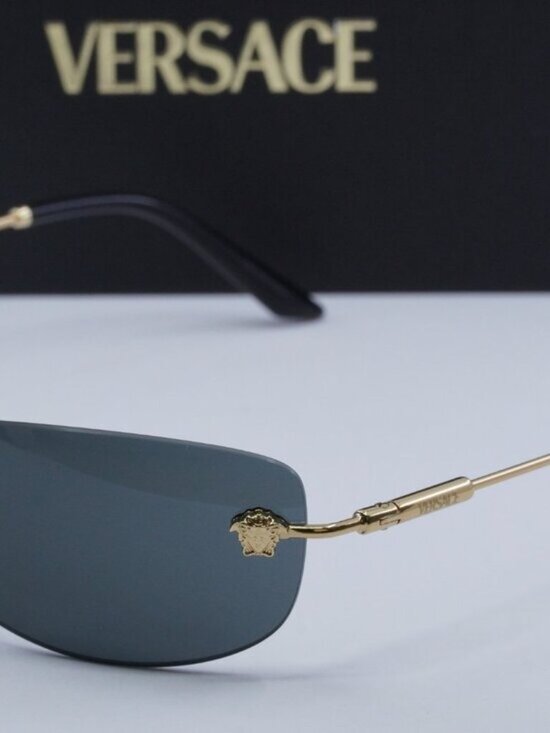 Versace VE2279 100287 Rectangle Sunglasses – Gold/Dark Grey main image 7